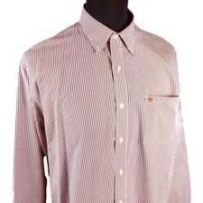 Izod mens button front dress shirt Purple stripe size XL chest pocket with logo