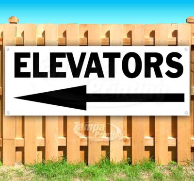 ELEVATORS LEFT ARROW BLK Advertising Vinyl Banner Flag Sign Many Sizes DIRECTS