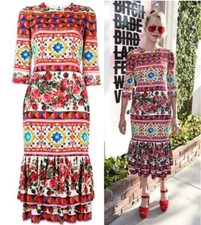 LEGENDARY! DOLCE&GABBANA dress IT48 silk rose print dress