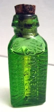 3 in One Oil Green Glass 3 Sided Corked Unopened Mini Sample Bottle Old Stock