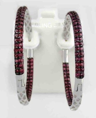 ECHTE 4,50 kt ROSA TURMALIN HUGGIES OHRRINGE 0,925 Silber - NEU MIT ETIKETT