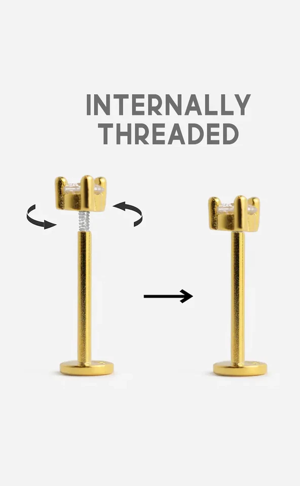 Tachuelas de cartílago Labret mariposa 16 g • tachuelas tragus doradas • caracola hélice Foto 3 de 4