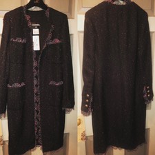 Nwt Chanel Fantasy Tweed Duster Coat With Lace Appliqué Size 40 Retail $8,420