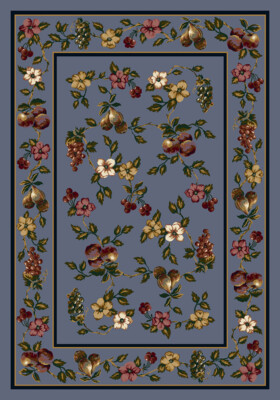 Milliken Blue Transitional Casual Grapes Fruits Area Rug Floral Lorelei Lapis