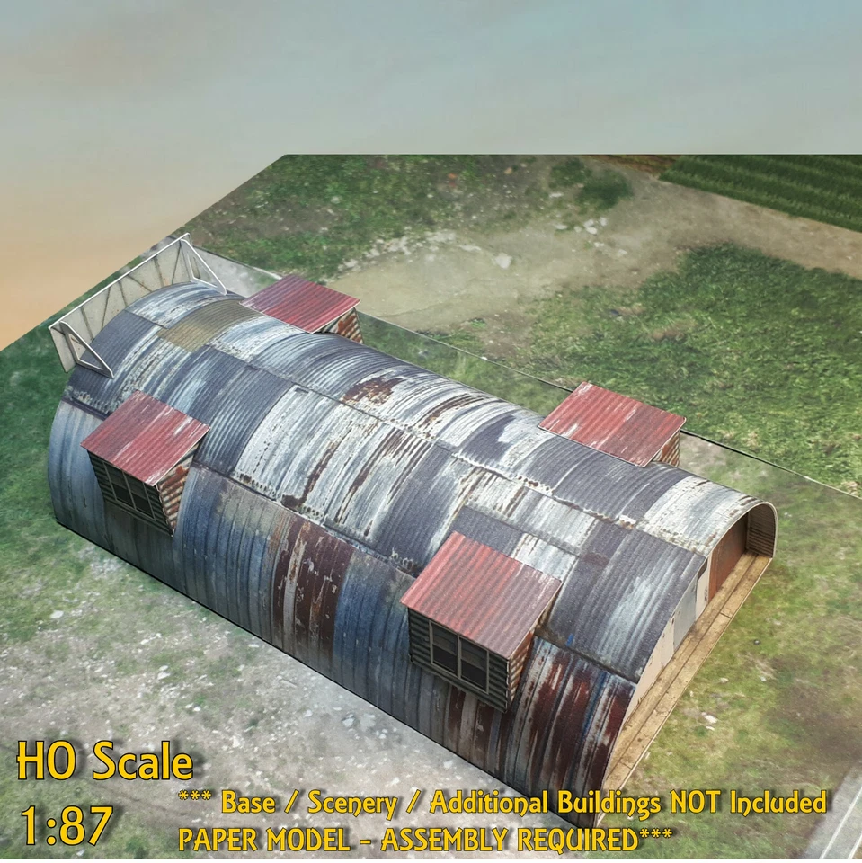 HO Scale Building - Quonset Hut Shed  *Pre-Cut* CARDSTOCK  Paper Kit #QHR3H - Image 4 of 4