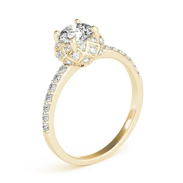 1.07 Ct Round Cut Lab Created Diamond Engagement Wedding Ring 14K Yellow Gold - Image 4 of 4