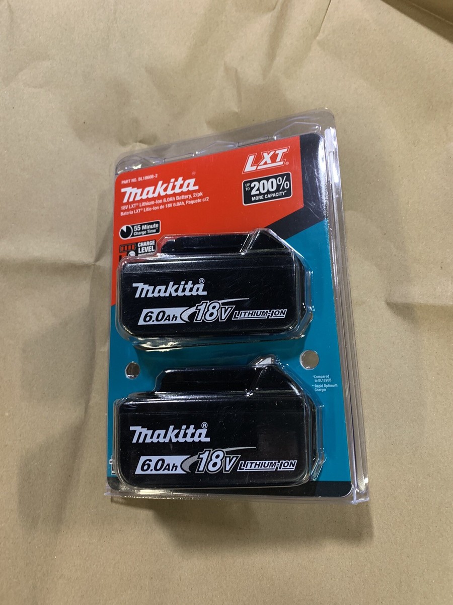 Makita 6.0Ah 18V Lithium-Ion Battery 2 Pack (BL1860B2) | eBay