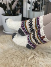 Handmade White Wool Socks for Women, 100 Natural Sheep Wool, Warm  Cozy Gift