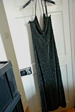 LIPSY BLACK SILVER LONG BALLGOWN DRESS HALTERNECK GOTHIC SPACE STARS 12