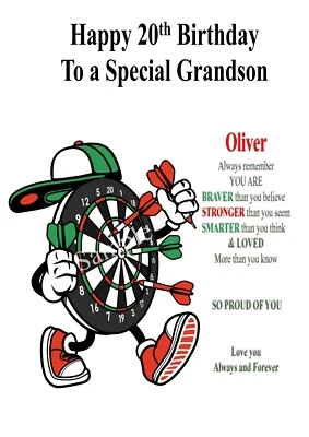 MAGNOLIA CARDS1 Personalised birthday card Darts 18th 21st son grandson Nephew brother friend