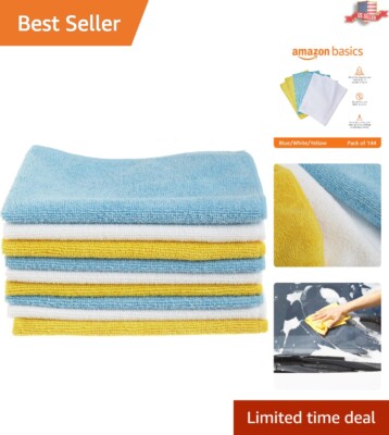 Durable & Absorbent Microfiber Cleaning Cloths 144-Pack for Streak-Free Cleaning