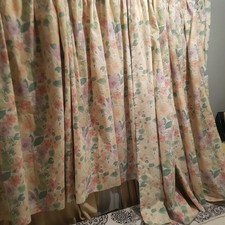 PAIR OF LARGE FLORAL CURTAINS WITH HEADING TAPE TO FIT HOOKS. See description.