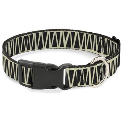 Plastic Clip Collar Zig Zag Doodle Cream/Black Medium 11-16.5'' (US IMPORT)