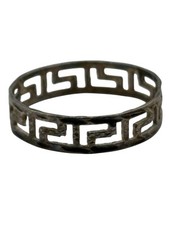 VTG Greek Key Band Ring Thin Unsigned Sterling Silver 925 Size 7 Textured Open