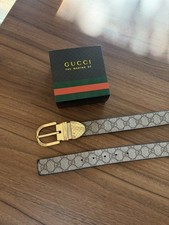 GUCCI - GG Canvas Leder 115 cm 3,5cm Unisex Gold Schnalle Strass