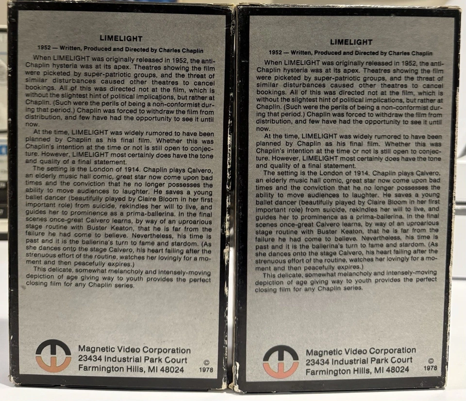 Charles Chaplin In Limelight - VHS - Image 3 of 3