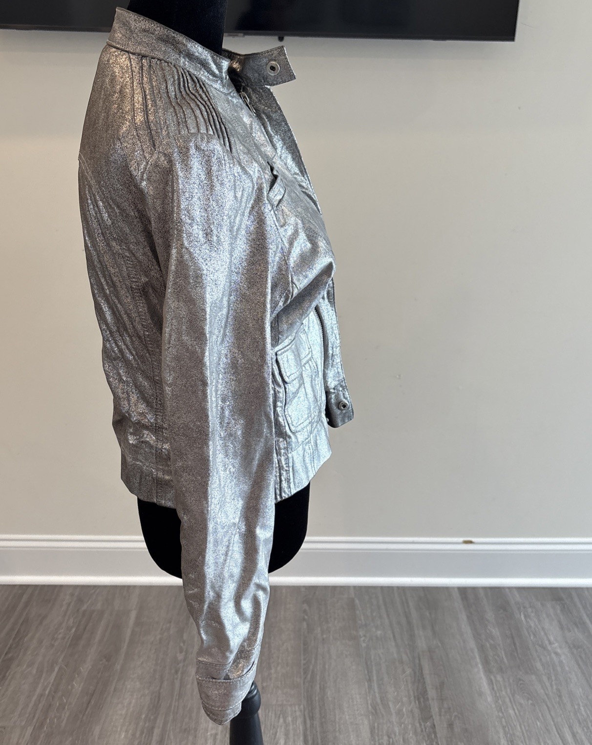 Bebe Cobblestone Silver Pattern Vintage Biker Jac… - image 9