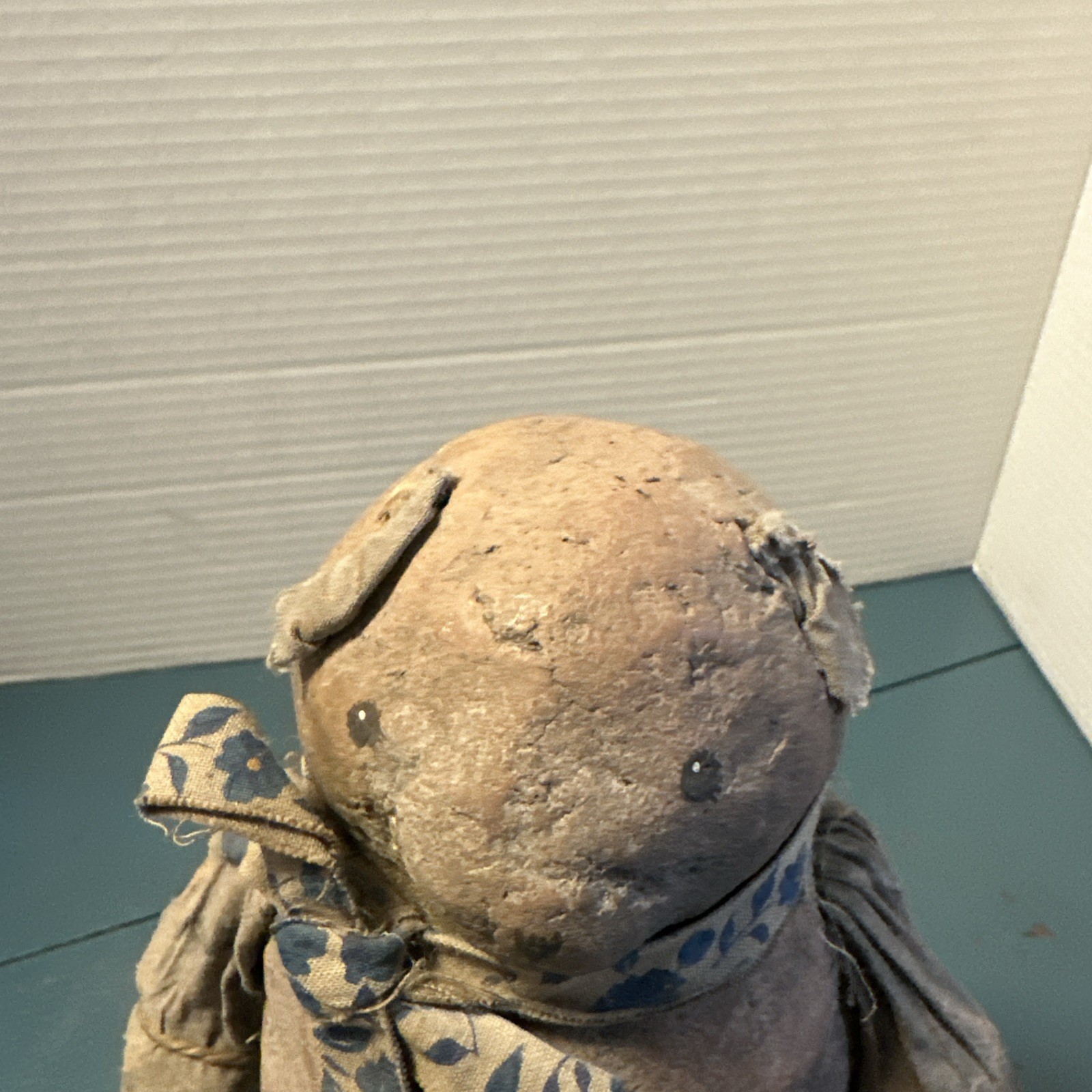   WORN WITH LOVE 9" SHELF SITTER PRIMATIVE TEDDY BEAR Signed BY Artist  A Wobler