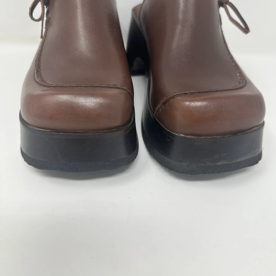 Zueco de plataforma gruesa de cuero marrón Y2K Candies zapatos para mujer talla 6,5 Foto 3 de 4