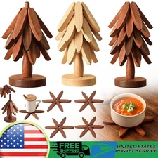 Wooden Tree Trivets for Hot Dishes, Foldable Trivets for Pots,Pans,Bowls&Teapots