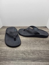 OluKai Ohana Black Leather Sandals Flip-Flops Men's size 9