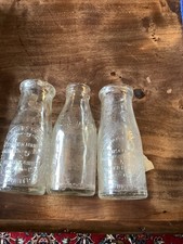 3 Old Scottish Glass Embossed 1/2 Pint Milk Bottles Inc East Kilbride Dairy Farm