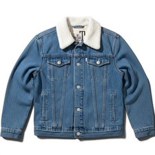 NWT Levi's Trucker Jacket Boys Medium Blue NWT Sherpa Collar SilverTab Denim