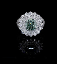 6.65CTW Fancy Green Cushion Lab Grown Diamond Ring,Engagement Ring IGI Certified