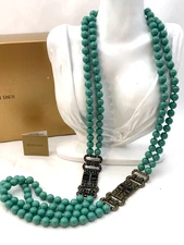 HEIDI DAUS FAUX TURQUOISE RHINESTONE NECKLACE Gatsby ART DECO STYLE IN BOX