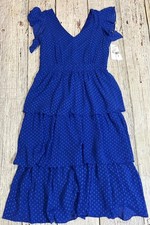 Julia Jordan Dress Women’s Tiered Flutter Sleeve Textured Royal Blue Long Sz 6