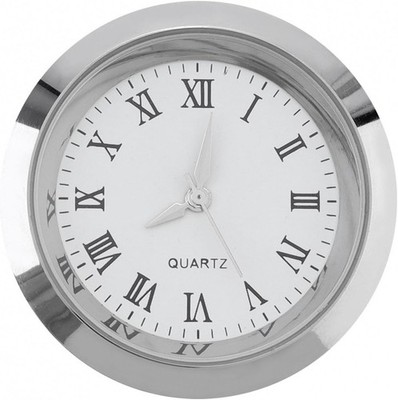 1-1/2 Inch (37 mm) Round mini Quartz Clock Insert Replacement Small, Silver 