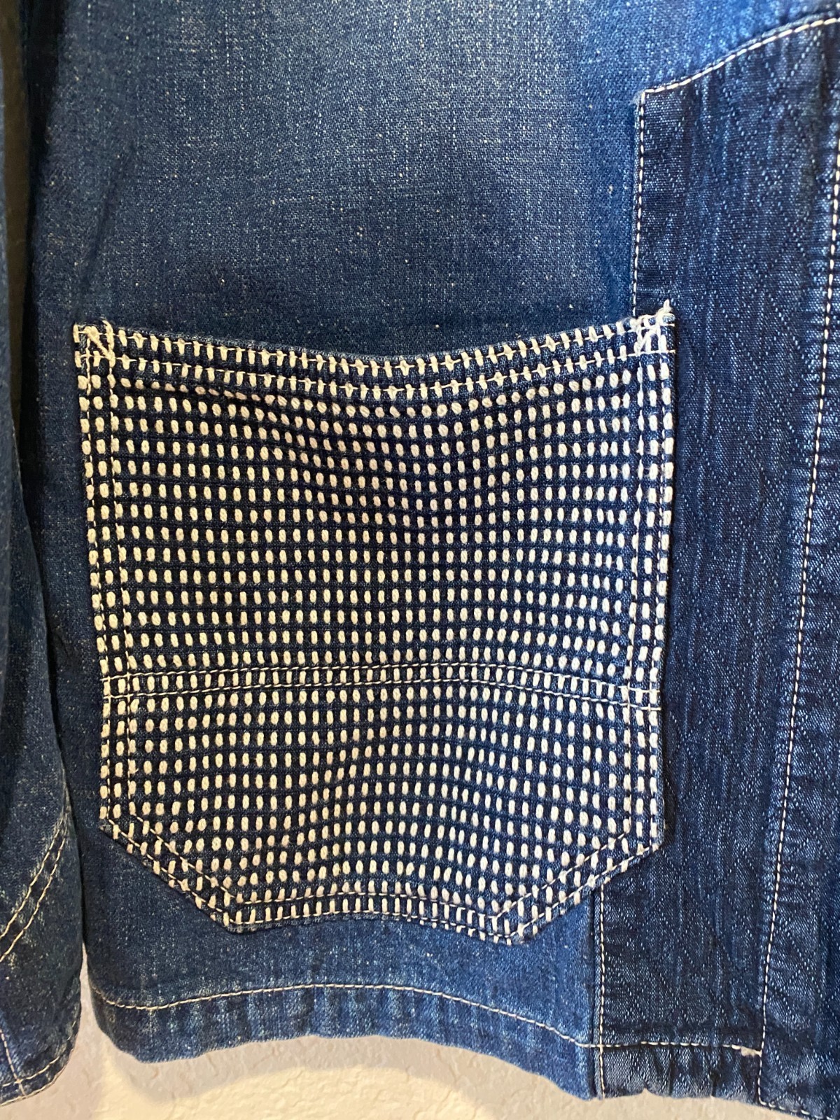 FDMTL Coverall Jacket Patchwork Boro Blue Denim T… - image 4