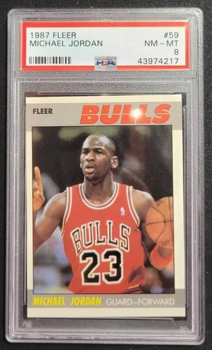 MICHAEL JORDAN 1987 FLEER #59 CHICAGO BULLS PSA 8 NBA HOF
