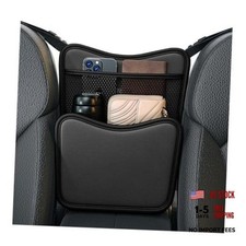 Car Organizer Storage Between Seats, Leather Large Capacity Automobile Black