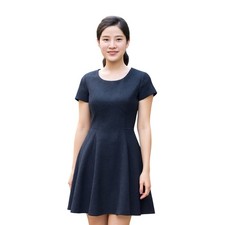 Banana Republic office church blue waffle knit holiday 6 party a line midi dress