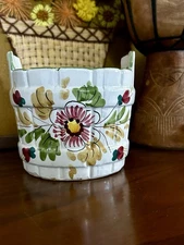 Vintage Italian Art Pottery Planter Hand Painted for FTD Floral Design Italy