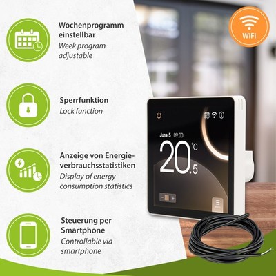 WiFi Smart Thermostat Raumthermostat Tuya App Heizungssteuerung weiß RAL 9003