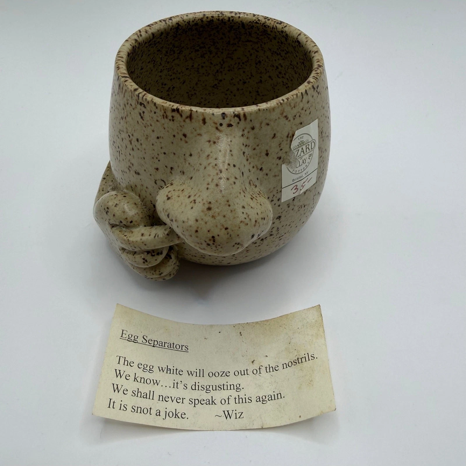 Wizard of Clay Pottery Nose Egg Separator Vintage Face Mug Bristol Signed 3.5"
Opens in a new window