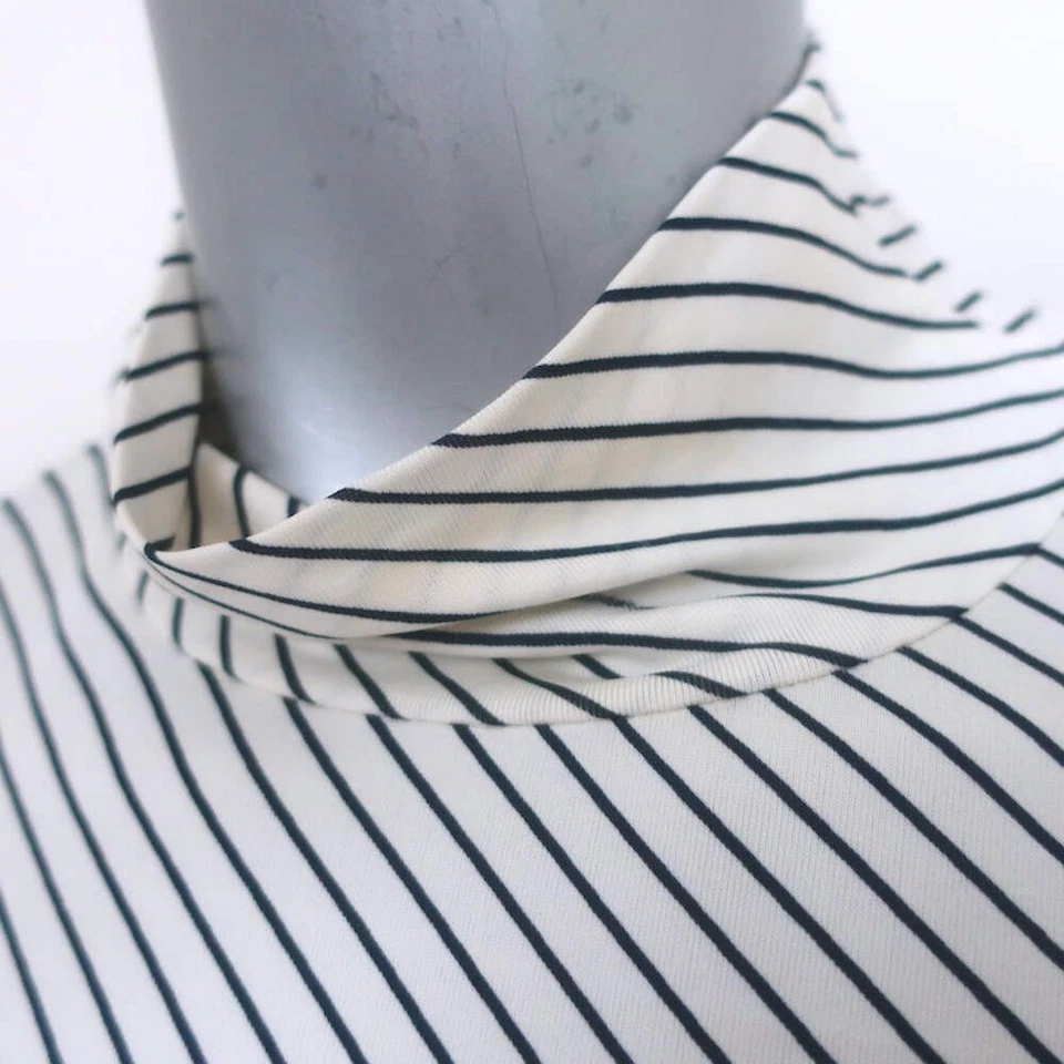 Balenciaga Cutout-Sleeve Striped Turtleneck Top White/Black Jersey Size 36 - Image 3 of 4