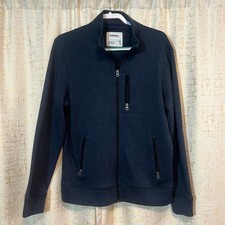 Sonoma Dark Navy Zip Front Relaxed Sweater Knit Jacket Shirt Soft Men's Medium 