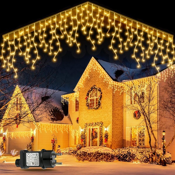 Lichterkette 10M Warmweiß Eisregen AußEn Weihnachtsdeko Garten Terrasse-image