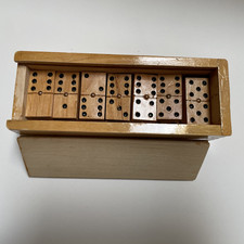 Dominoes Vintage Handmade Wooden Set of 28 in Wooden Box