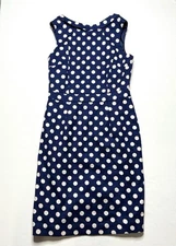 Boden Blue Polka Dot Midi Dress Size 10 | Peter Pan Collar
