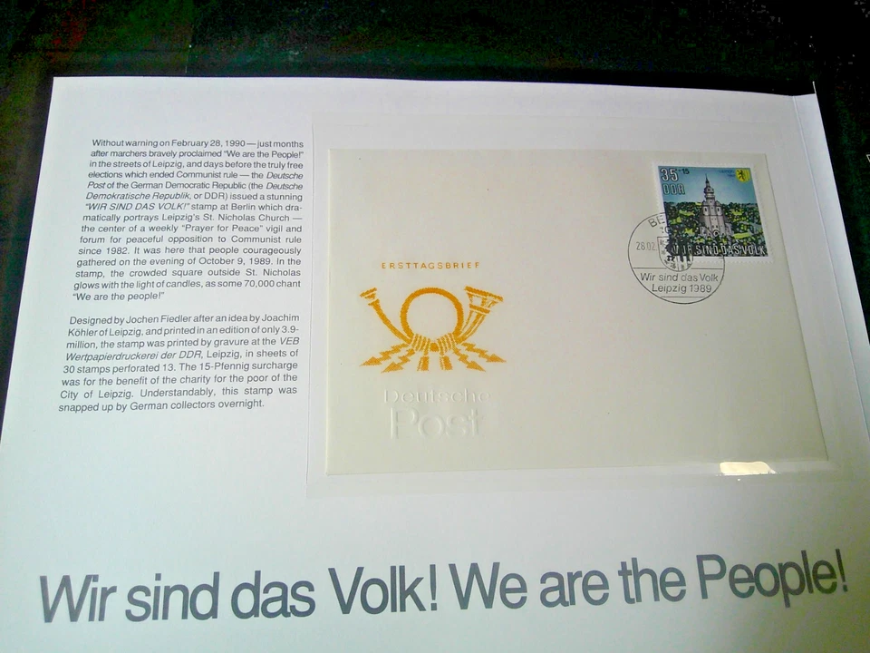 1990 GERMAN UNIFICATION 3 Part Large Folder W/6 Stamps & 2 FDC (XF - Image 2 of 4