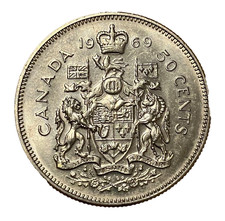 1969 Canada 50 cents coin AU sealed
