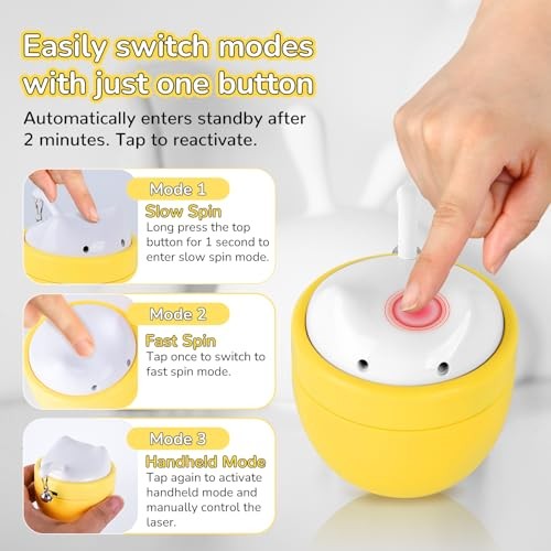 Cat Laser Toy Automatic with Dual Beams, Quiet 35–38dB Rotation, Wobble Base & 