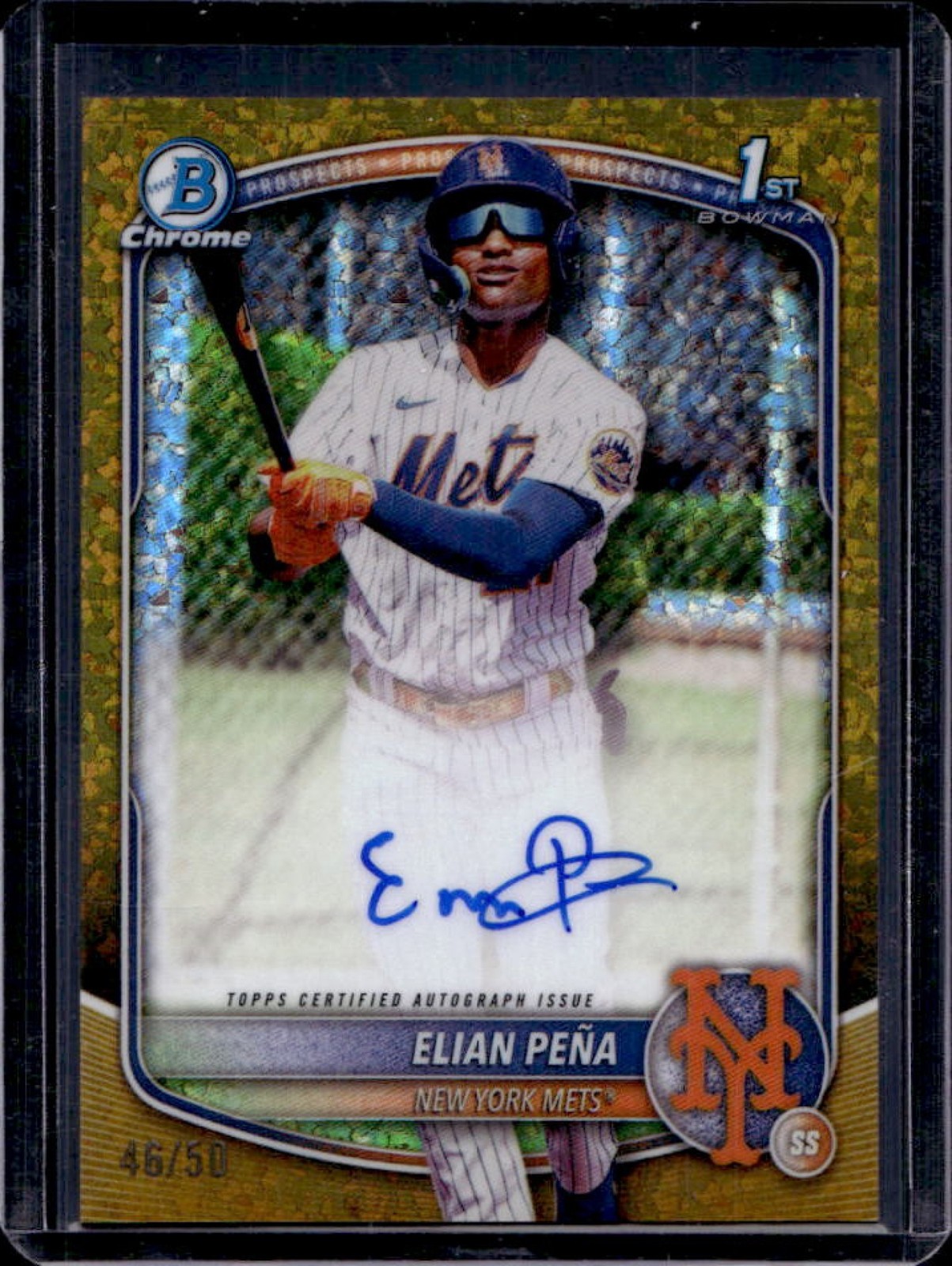 2025 Bowman Chrome Elian Pena Auto Gold Mini Diamonds Refractor 1st #46/50