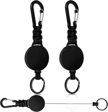 Retractable Keychain 2 Pack Heavy Duty Carabiner Badge Holder, Tactical ID Badge