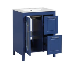 24" Bathroom Vanity with Sink, Bathroom Vanity Cabinet with Two Drawers and