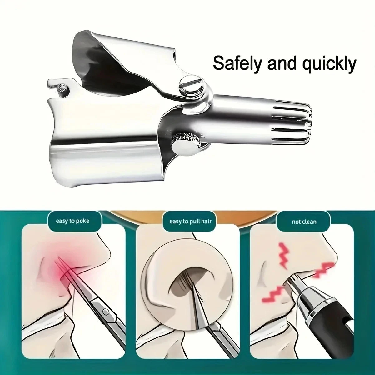 Stainless Steel Nose Hair Trimmer &ndash; Manual, Washable & Travel-Friendly for Men